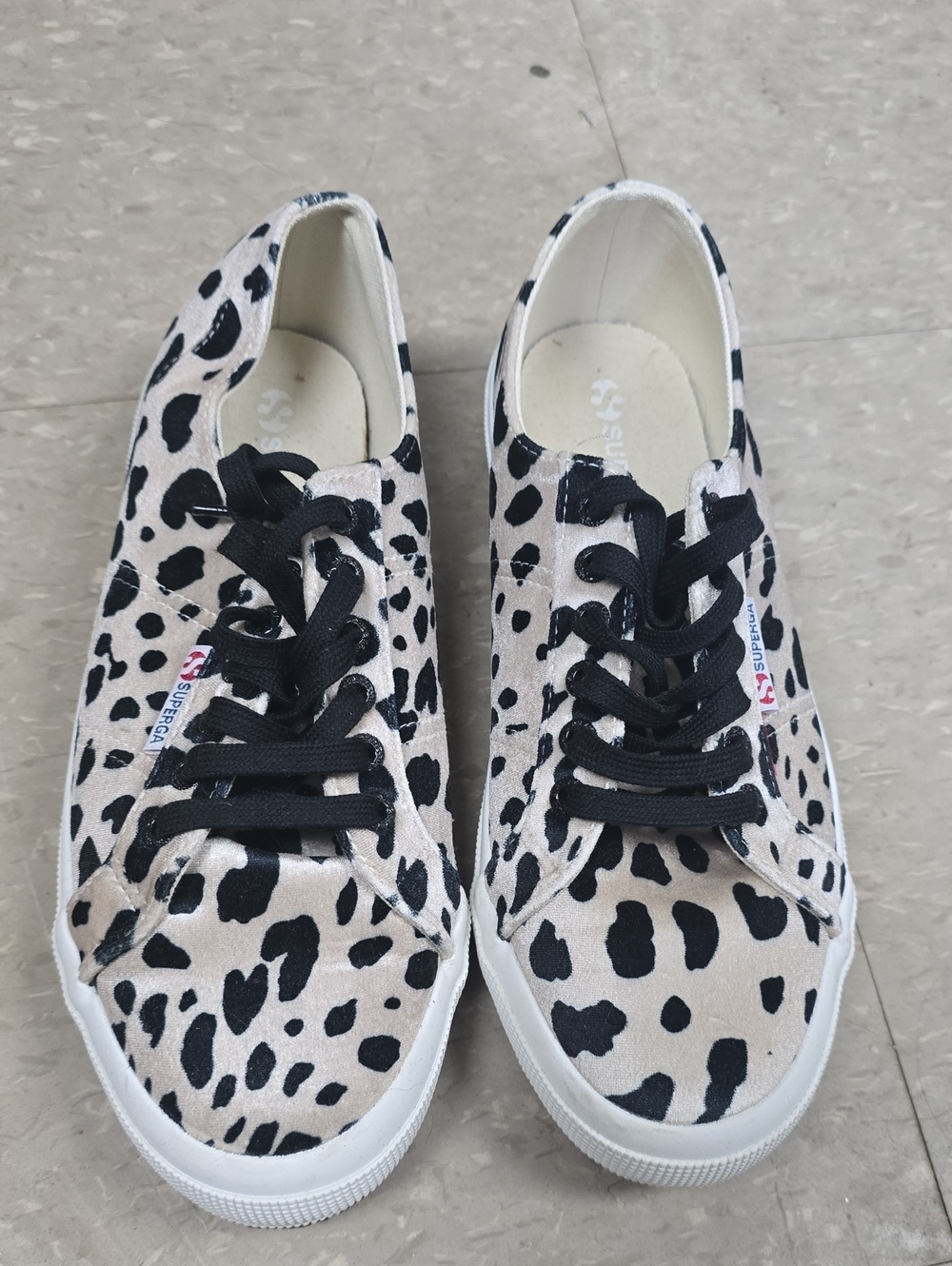 Superga Women's Dalmatian Print Canvas Sneakers in Black and White